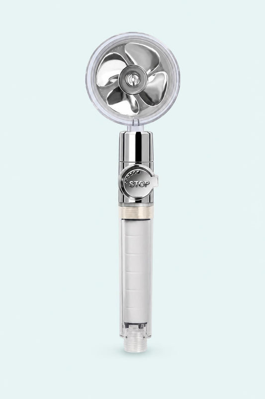 Filtered turbo shower head, front view