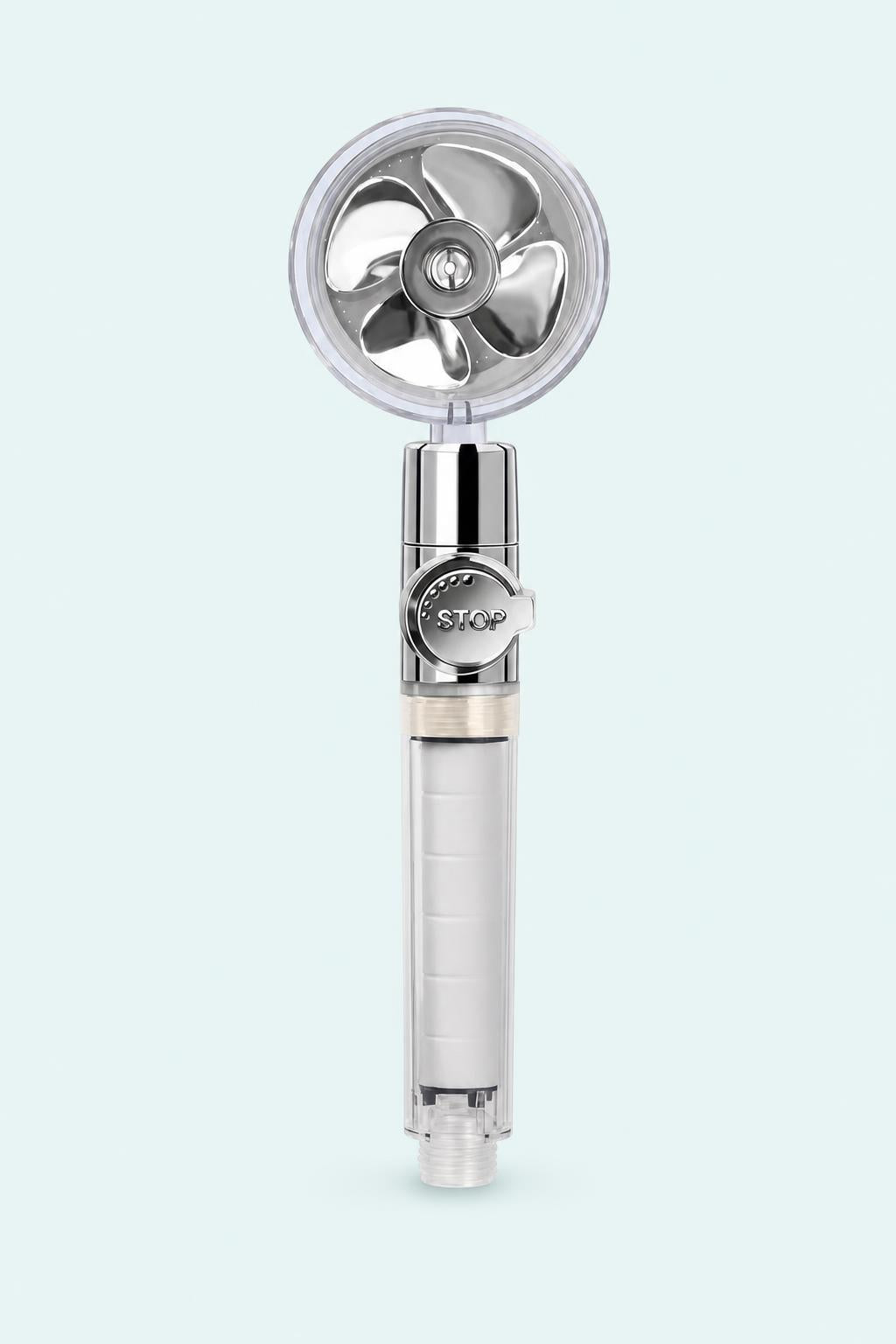 Filtered turbo shower head